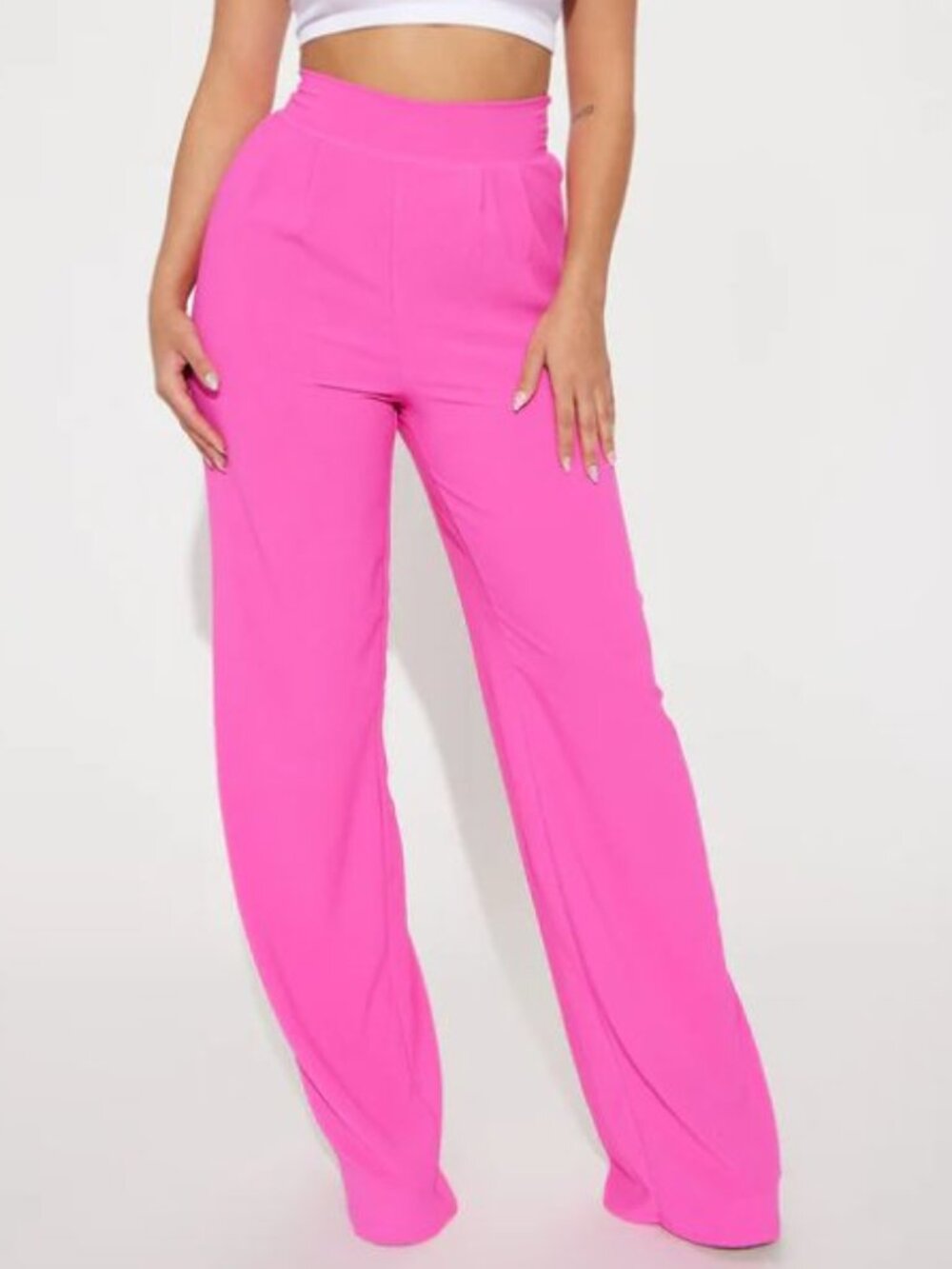 Fashion Nova Hot Pink Wide Leg Textured PALAZZO Pants SIZE S NEW WITH TAG